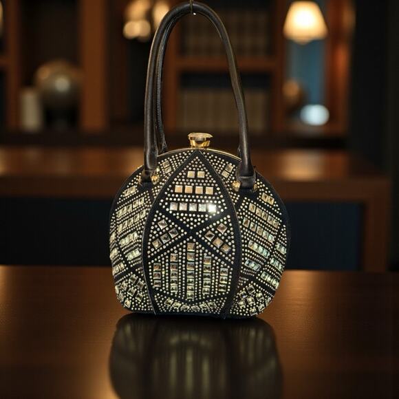 Handbags - DOME SHAPED RHINESTONE SATCHEL